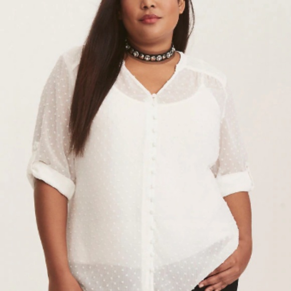 torrid Tops - Torrid Textured Stitch Button Front Blouse Top 2X